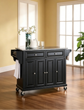 Carrello/isola da cucina con piano in granito nero massiccio - 18d x 51.5w x 36h