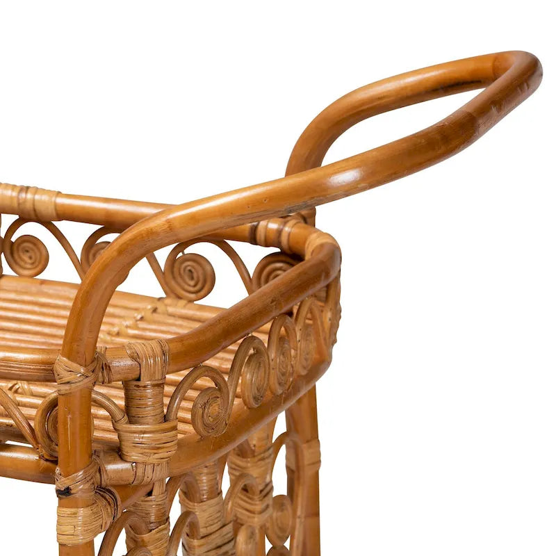Moderner Küchenwagen im Boho-Stil aus naturbraunem Rattan