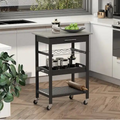 HOMCOM Kitchen island Cart Rolling Trolley Utility Serving Cart with Stainless Steel Tabletop, Wine Rack & Drawer