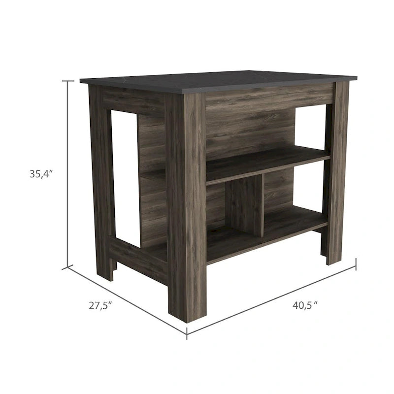 Isola da cucina marrone scuro e onice con tre ripiani contenitori - 27.5 X 40.50 X 27.50
