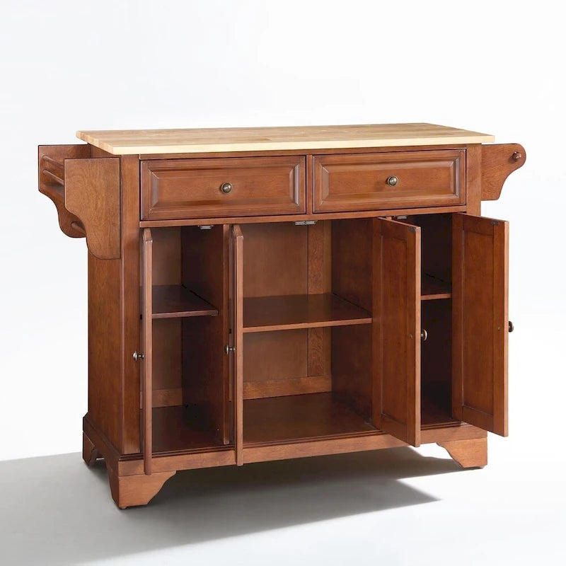 Klassiek keukeneiland met blad van natuurlijk kersenhout - 18d x 51.5w x 36h