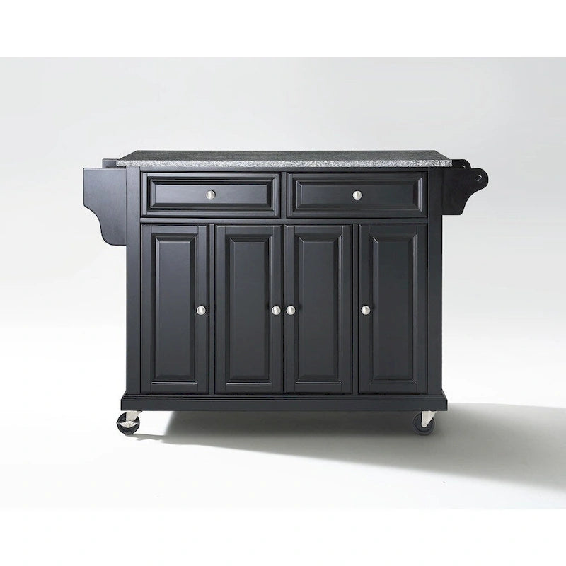 Carrello/isola da cucina con piano in granito nero massiccio - 18d x 51.5w x 36h