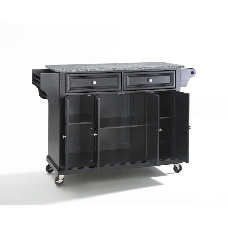 Carrello/isola da cucina con piano in granito nero massiccio - 18d x 51.5w x 36h