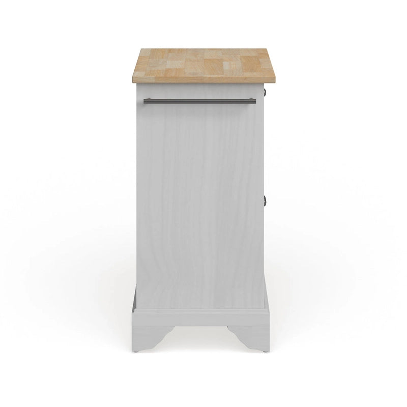Mobiler Küchenblock mit Platte aus Naturholz in weißer Ausführung - 18d x 31w x 35h