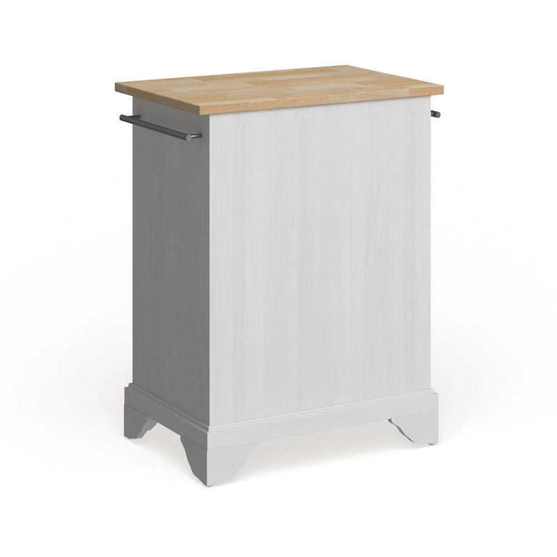 Mobiler Küchenblock mit Platte aus Naturholz in weißer Ausführung - 18d x 31w x 35h