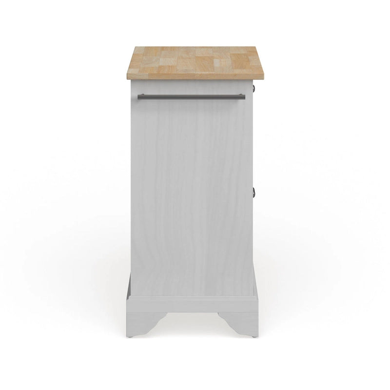 Mobiler Küchenblock mit Platte aus Naturholz in weißer Ausführung - 18d x 31w x 35h