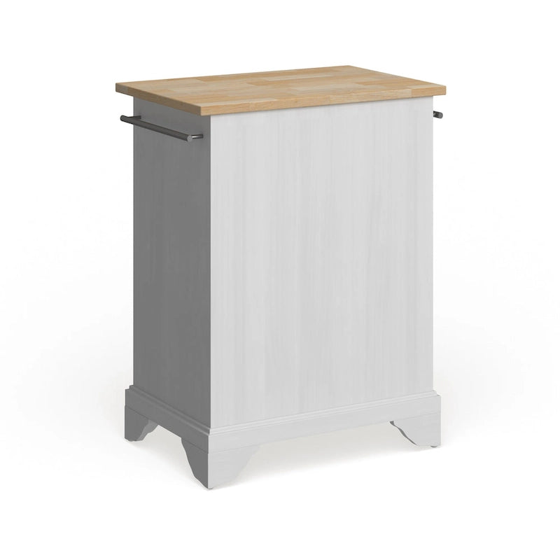 Mobiler Küchenblock mit Platte aus Naturholz in weißer Ausführung - 18d x 31w x 35h