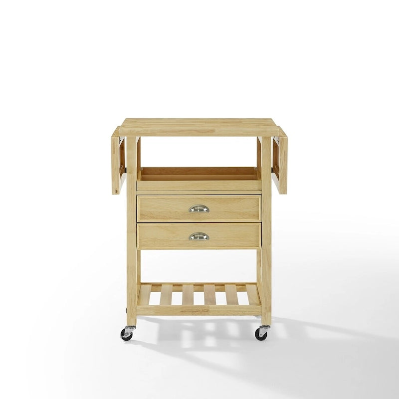 Küchenwagen mit doppelter klappbarer Tischplatte, Natur - 15.13d x 45w x 35.25h