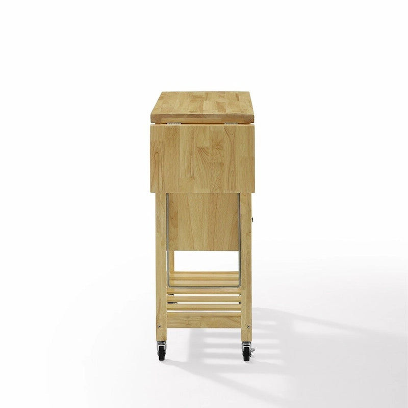 Küchenwagen mit doppelter klappbarer Tischplatte, Natur - 15.13d x 45w x 35.25h