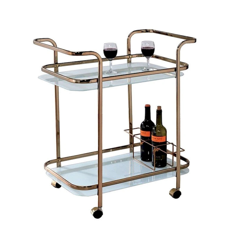Contemporary Serving Cart In Champagne Finish - 32.5 H x 27 W x 16.5 L Inches