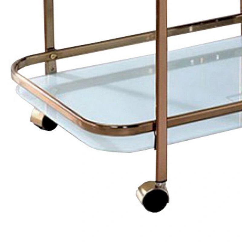 Moderner Servierwagen in Champagner-Ausführung - 32.5 H x 27 W x 16.5 L Inches