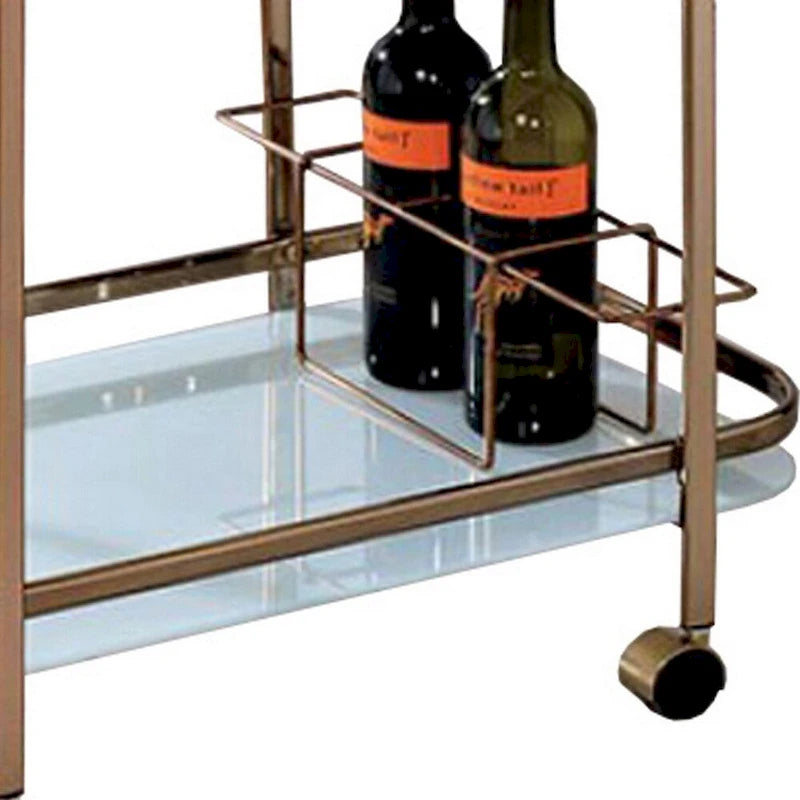 Moderner Servierwagen in Champagner-Ausführung - 32.5 H x 27 W x 16.5 L Inches