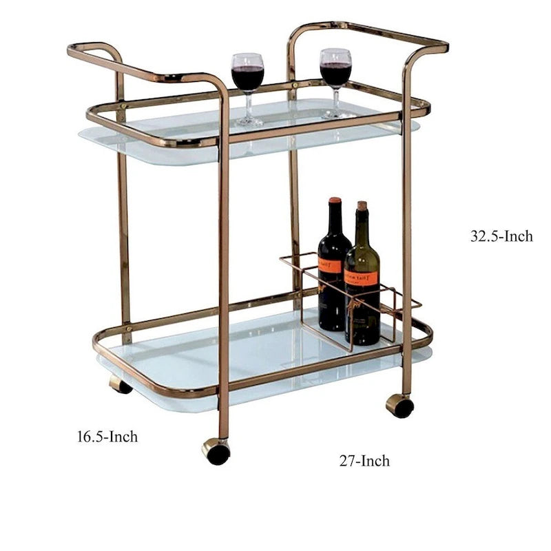 Moderner Servierwagen in Champagner-Ausführung - 32.5 H x 27 W x 16.5 L Inches