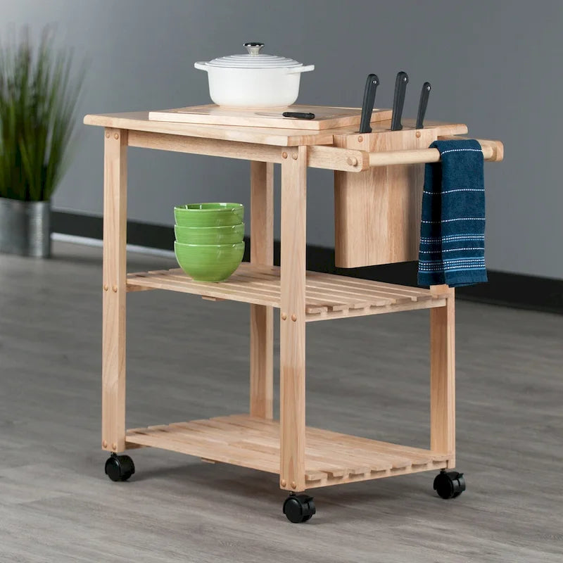 Keukenwagen, naturel - 33.19 x 20.47 x 31.93 inch