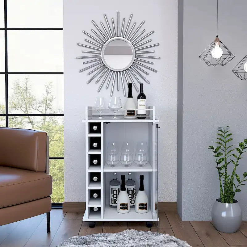 Barschrank mit 6 Flaschen und 3 Ablageflächen für Küche, Party und Wohnzimmer