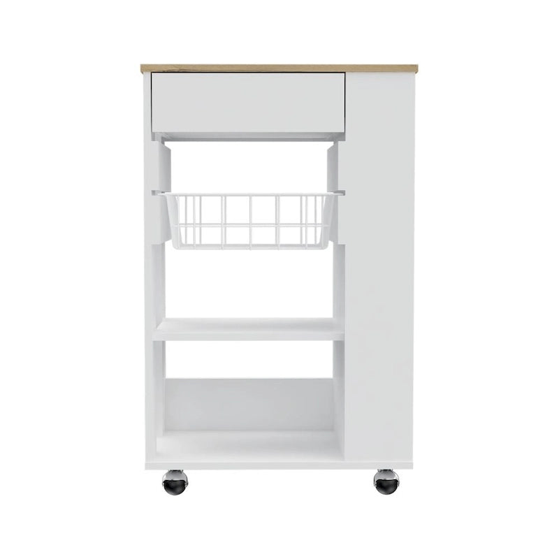 Carrello da cucina per cucina, sala da pranzo e soggiorno, bianco / rovere chiaro