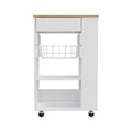 Carrello da cucina per cucina, sala da pranzo e soggiorno, bianco / rovere chiaro
