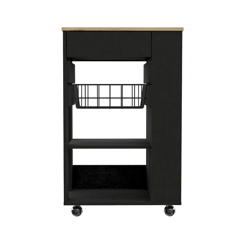 Küchenwagen für Küche, Esszimmer und Wohnzimmer, Weiß / helle Eiche