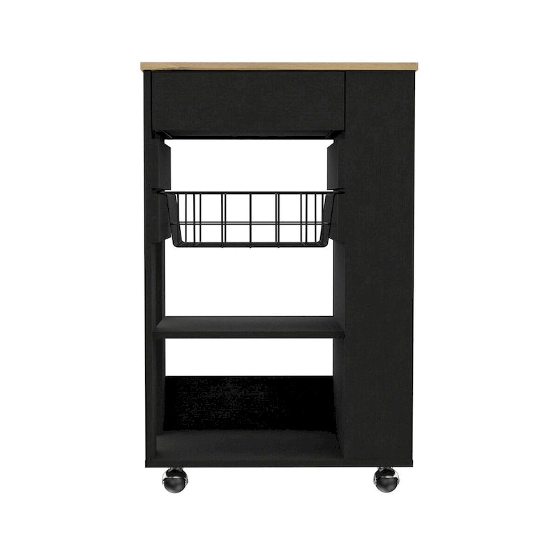 Carrello da cucina per cucina, sala da pranzo e soggiorno, bianco / rovere chiaro