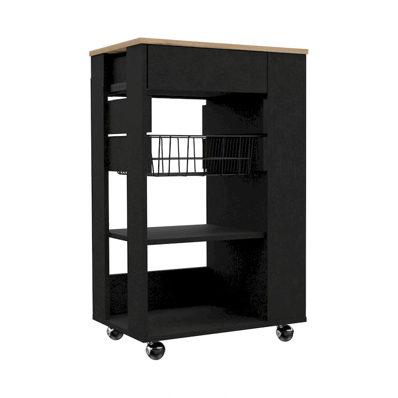 Carrello da cucina per cucina, sala da pranzo e soggiorno, bianco / rovere chiaro
