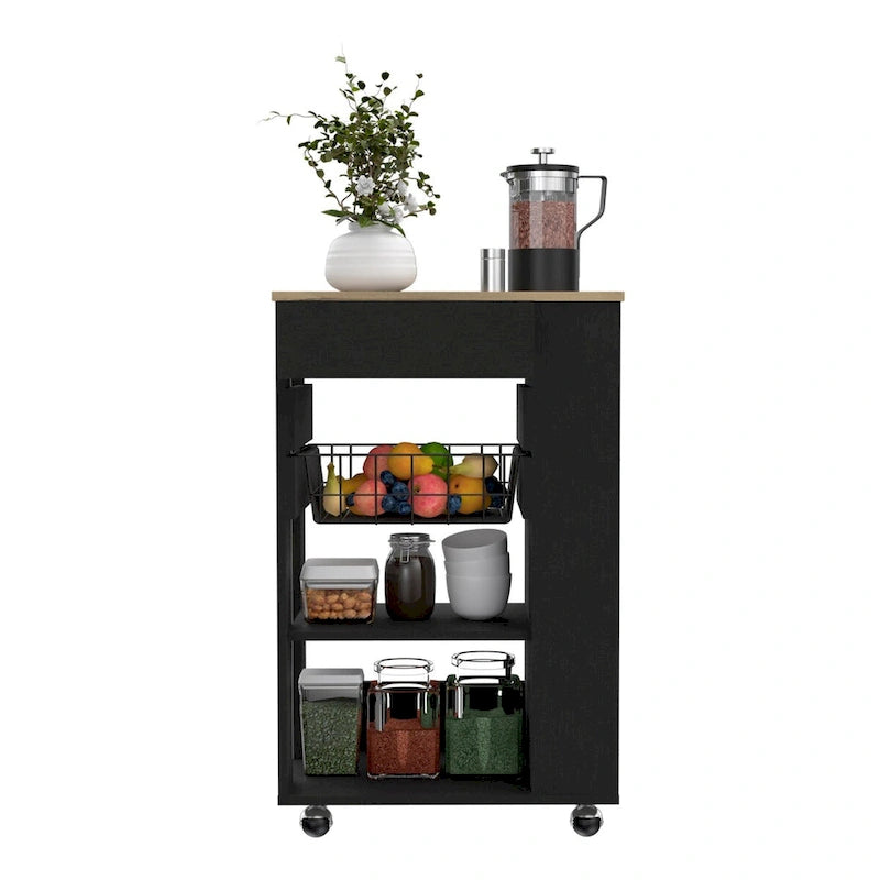 Carrello da cucina per cucina, sala da pranzo e soggiorno, bianco / rovere chiaro