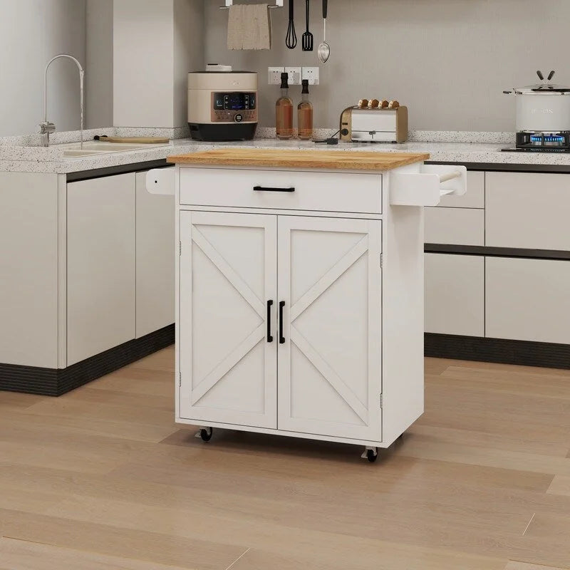 Carrello isola da cucina con ruote e ripiani regolabili