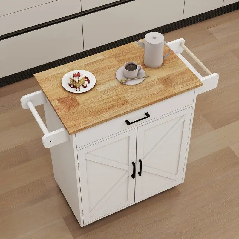 Carrello isola da cucina con ruote e ripiani regolabili