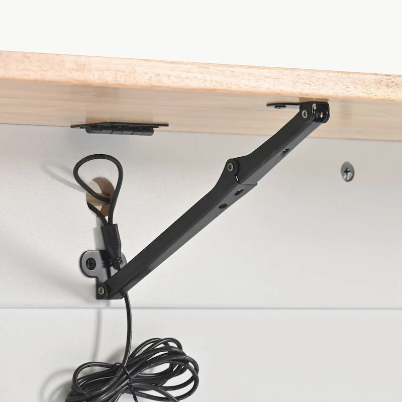 Carrello isola da cucina con piano a ribalta, illuminazione LED e ante in vetro scanalato su ruote