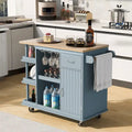Carrello da cucina in legno della gomma con ripiani regolabili e portabottiglie