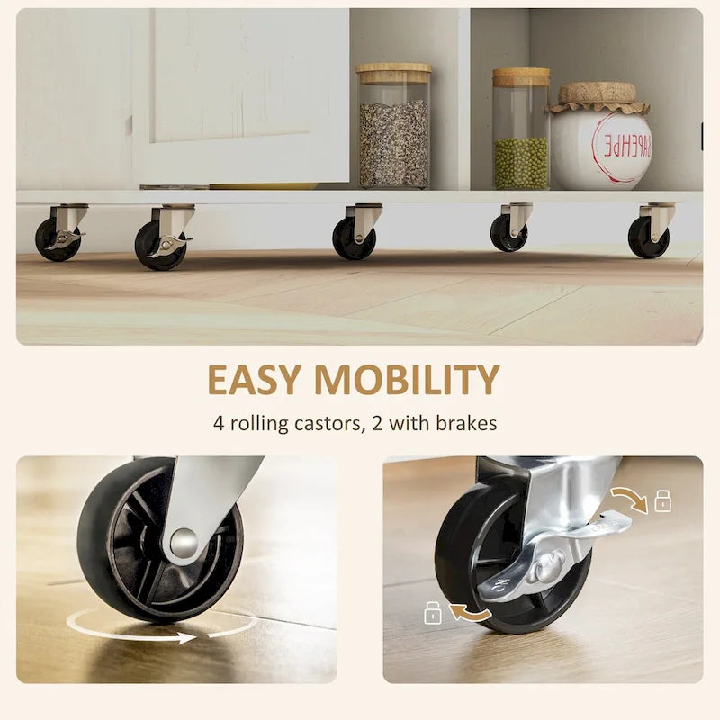 Rolling Kitchen Island with Storage on Wheels with Drawer