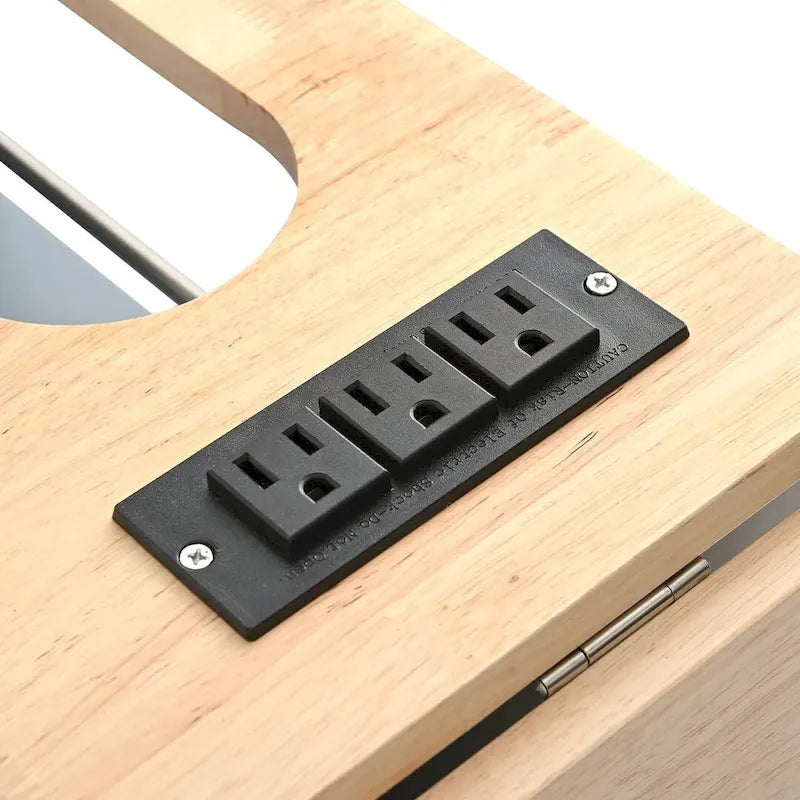 Carrello-isola da cucina con ruote, presa di corrente, piano ribaltabile e portabottiglie
