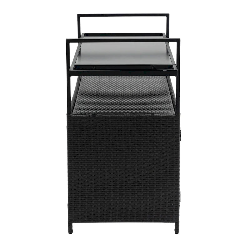 Outdoor Patio Wine Serving Cart with 2 Tiers and Bottle Holders for Backyard and Garden