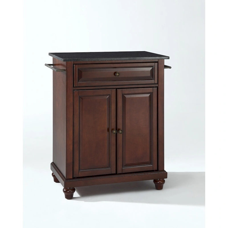 Přenosný kuchyňský ostrůvek s deskou z masivní černé žuly v povrchové úpravě Vintage Mahogany - 18d x 31w x 36h