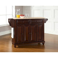 Crosley Cambridge Natural Wood Top Kitchen Island in Vintage Mahogany Finish - 18d x 51.5w x 34h