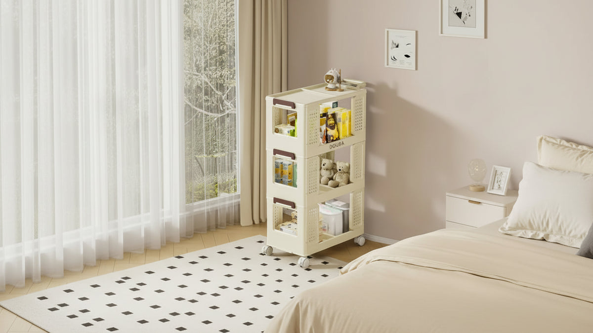 3-Tier Mobile Kitchen Cart with Lockable Wheels